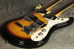 Mosrite 1966-Vintage Joe Maphis Double Neck Sunburst Mozilla Guitar 6/12 string