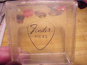 Vintage Guitar Picks with Rare "Fender Pick Case" Case Candy Hard to find 1960's