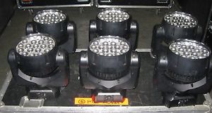 Six (6) Martin Mac Aura Moving Wash Lights With Road Case