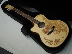 LUNA Henna Oasis Spruce LEFT-HANDED acoustic electric GUITAR w/ Luna Light Case