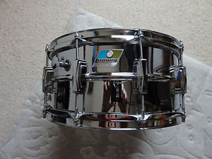 1970's VINTAGE LUDWIG SUPRA-PHONIC 6.5" X 14" CHROME SNARE DRUM IN BESPOKE CASE