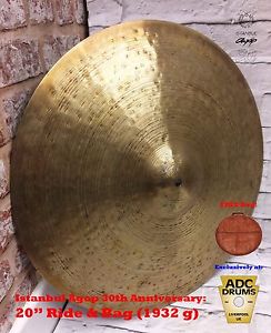 Istanbul Agop 20" 30th Anniversary Ride Cymbal (1932 g) & Matching Leather Bag