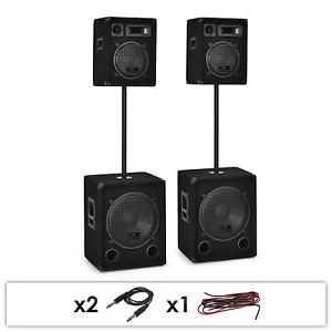 SET SONO DJ PA COMPLET AUNA 2.2 ETAGES ENCEINTES SUBWOOFER 15" PIED BASSES 2800W