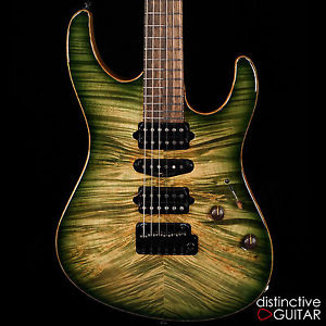 NEW SUHR CUSTOM MODERN CARVE TOP GUITAR FADED TRANS GREEN BURST WATERFALL BURL