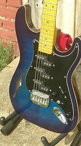 USA G&L comanche semi-hollow w/ beautiful striped blue/purple burst maple top