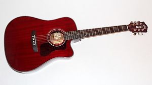 Guild D-120CE All Solid Mahogany Red Acoustic-Electric Guitar w/ Case