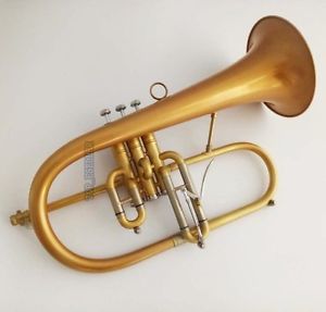 Professional Matte Gold Flugelhorn Gold Brass Bell Trigger HORN Pro.Case