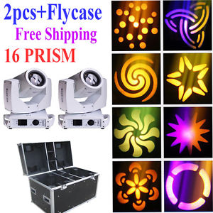 2PCS white housing DMX 230W 7r sharpy beam Moving Head light flightcase 16 Prism