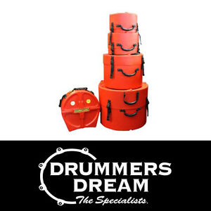 HARDCASE 5 Piece Drum Case Set in Red 10" 12" 16" 22" 14"SN - RRP $1275