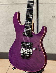 Used Edwards E-MV-125FR 27 frets See Thru Purple Electric Guitar 2012