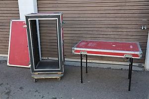 R & R 20 space Extra Large Deep Tour Flight ATA Rack Road Amp Case  w/Table