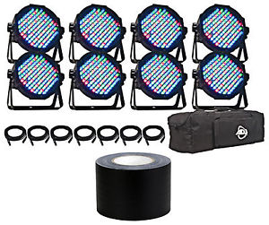 American DJ MEGA FLAT PAK PLUS 8x Mega Par Profile+DMX Cables+Bag+Gaffers Tape