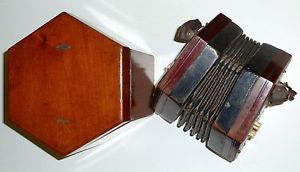 Antique Lachenal concertina 21 buttons in rosewood case