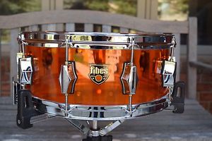 Fibes SFT 5.5x14 Crystalite Amber Acrylic Snare Drum MINT Solid Shell RARE