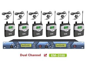 ACEMIC EM-3100 6 Transmitters UHF 928MHz Pro Wireless In Ear Monitor System