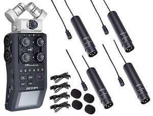 Zoom H6 Six-Track Portable Handy Recorder Bundle with 4-PACK of Movo XLR Lava...