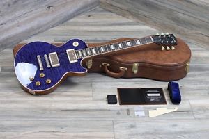 MINTY! Gibson Les Paul Custom Shop Class 5 V Transparent Blue Quilt Top + OHSC