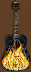 Blueberry Handmade Dreadnought Guitar "Bonfire Night"  by artist Valeriya Khomar