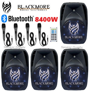 4 Pack Blackmore BJS-152BT 15" 8400W Amplified Speakers DJ PA Pro Live Bluetooth