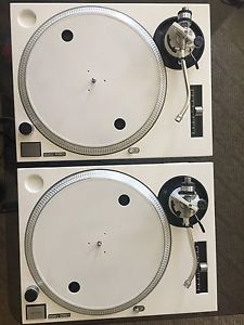 2 TECHNICS SL-1200 MK2 TURNTABLES WHITE (Customized Color  + Custom LED Lights)
