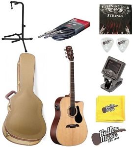 Alvarez AD60CE Dreadnought Cutaway A/E guitar w/Gold Hardshell case + More!