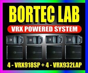 4X BL VRX932LAP Powered Line Array Speakers + 4X VRX918SP Amplified Subwoofers