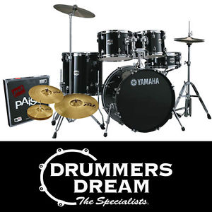 Yamaha Gigmaker 5Pce Rock Drum Kit PST3 Cymbals & Hardware - Solid Black Finish