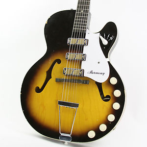 Vintage 1962 Harmony H-59 Rocket Triple Pickup Sunburst W/ Case!