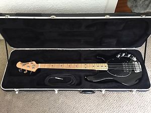 Ernie Ball Music Man StingRay Electric Bass Guitar - Black w/ Case and Cable