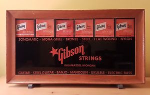 Gibson Strings 1950s guitar string dealer display cabinet w. 6 packs of strings