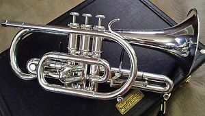 HARD TO FIND GETZEN ETERNA 850 DOUBLE VALVE-TRIGGER PROFESSIONAL SILVER CORNET!!