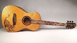 Blueberry New Handmade Parlor Acoustic Guitar "Tiger" with Soft Case