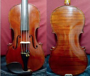 4/4 Herman Fiedler Violin Old Fine Full Size case  bow 1 piece back Watch Video