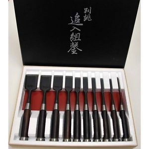 ICHIHIRO HIDARI / 10set Chisels Nomi A Pro Carpentry Woodworking Engraver Japan