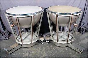 LOT OF 2 VINTAGE ROGERS TIMPANI KETTLE DRUMS, 26" & 29"