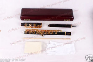 Flute 17 hole Open Hole Ebony Body Golden Plated Key E key B Foot SR Brand #2