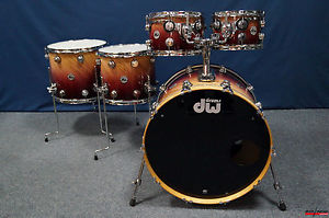 DW USA Collector's Series Exotic Shellset "Burgundy Fade over Twisted Olive"