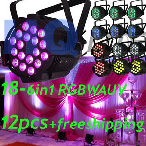 hqlite 12pcs 18X15W RGBWA+UV 6in1 led par light LED PAR 64 dj  stage lighting