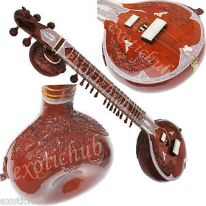 SURBAHAR WITH FIBER CASE~SITAR~DESIGNER TUN WOOD~SUR BAHAR~SWARBAHAR~GREAT SOUND