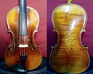 4/4 Beautiful Old Violin Exotic Purfling Full Size case + bow Amazing tone Video