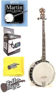 Gold Tone BG-250LH Left Handed 5 String Bluegrass Banjo w/Martin Strings + More