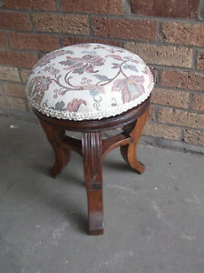 REGENCY PIANO STOOL REVOLVING TOP ANTIQUE with NEW UPHOLSTERY Others Available