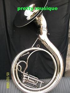 SOUSAPHONE BIG 25" BELL,MADE OF PURE BRASS IN SILVER CHROM + FREE CASE + MOUTHPC
