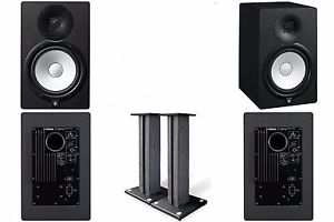 Yamaha HS8 PAIR Two-Way Bass-Reflex Powered Studio Monitor WITH FREE STANDS!!
