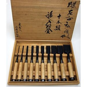 ICHIHIRO HIDARI / 10set Chisels Nomi C Pro Carpentry Woodworking Engraver Japan