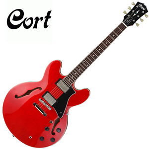 Cort Source Red Cherry Semi Hollow Alnico Set Neck Chamber Maple Electric Guitar