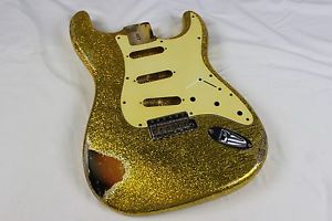 MJT Official Custom Vintage Aged Nitro Guitar Body Mark Jenny Gold Sparkle Flake