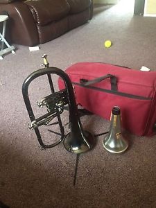 Unusual Vintage Bach Stradivarius Flugelhorn in Black Nickel and Silver