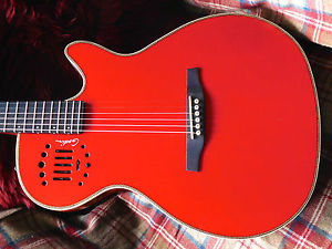 GODIN MULTIAC STEEL DUET AMBIANCE, RED, MINT COND. GREAT PRICE W/BAG ETC.