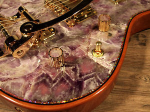 ZERBERUS GUITARS CHRONOS WITH REAL AMETHYST GEMSTONE TOP & BIGSBY CUSTOMSHOP NEW